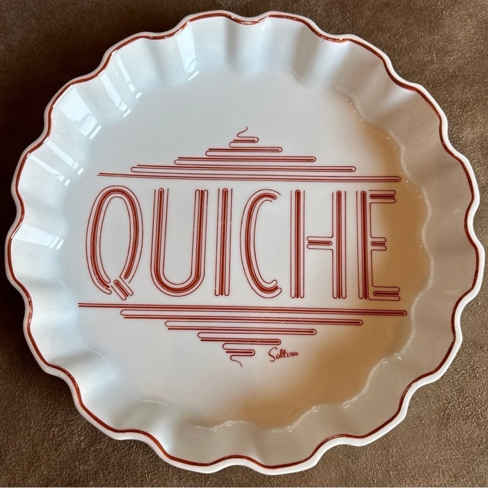 Saltera *Vintage* 1977 Himark Gourmet Kitchen Ceramic Quiche Dish, Red and White